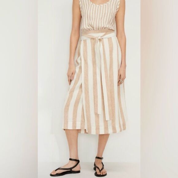 EVERLANE The Linen Wrap Midi Skirt Size 00 NWT - Picture 1 of 11